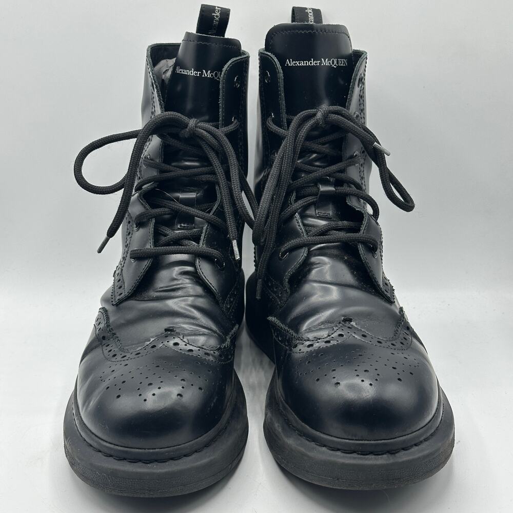 ALEXANDER MCQUEEN Hybrid Brogue Leather Combat Boots Black Sz 43/US 10 $780 - Picture 4 of 12